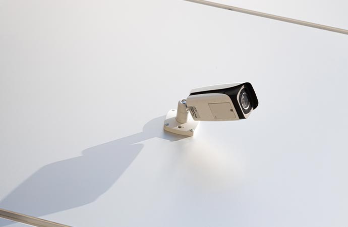 box security camera on wall